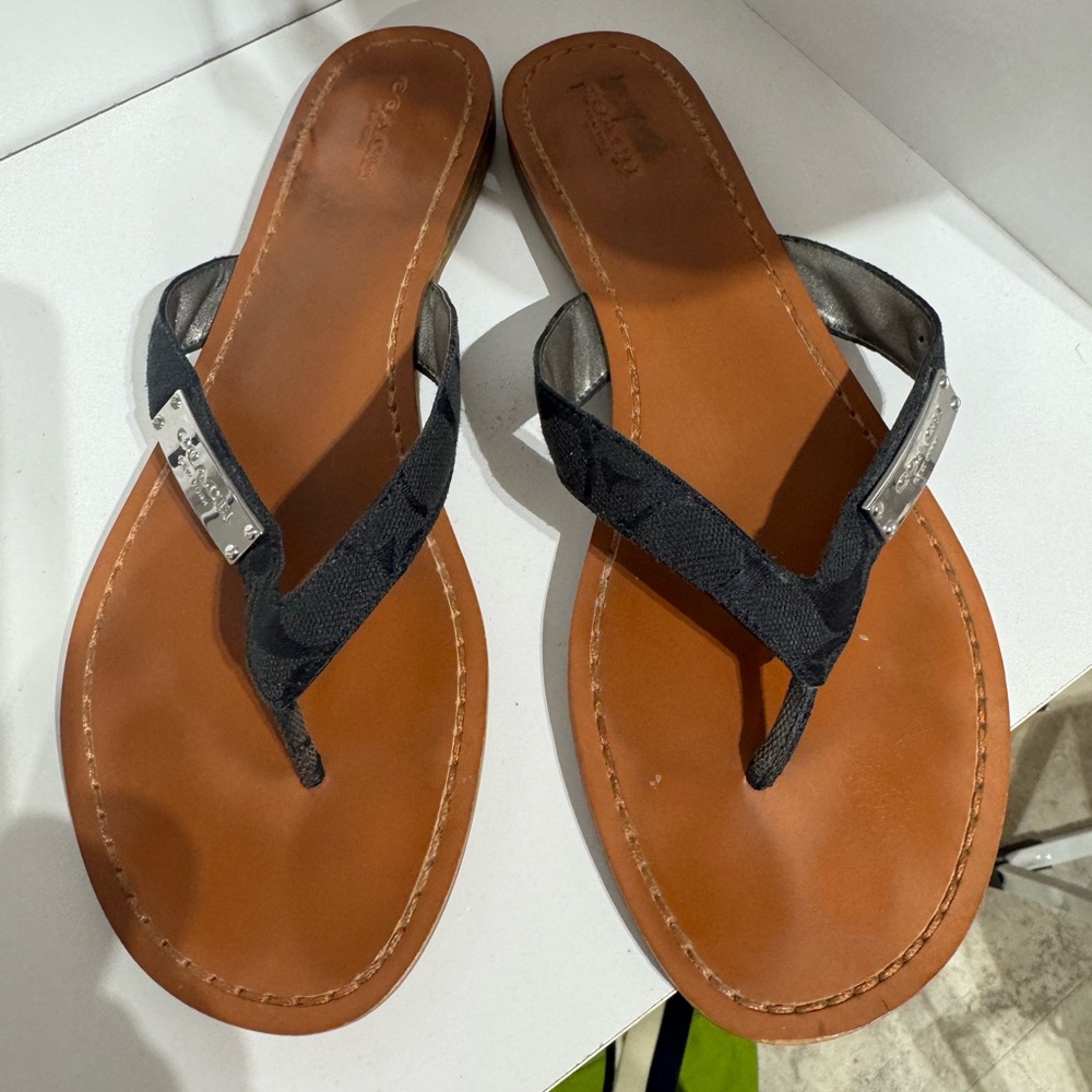 Coach Women's Black and Brown Sandals - Picture 4 of 4